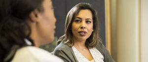 Two women talking