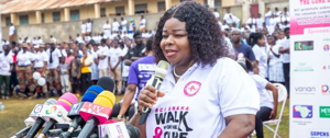 Dr Beatrice Wiafe Addai addressing breast cancer meeting in Ghana