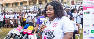 Dr Beatrice Wiafe Addai addressing breast cancer meeting in Ghana