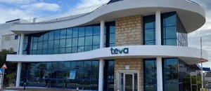 Front entrance of Teva R&D office building in Netanya, Israel