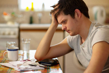 Young man with depression and anxiety feeling worse after a cup of coffee