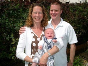  Tim Wotton with his wife, Katie, and baby son, Felix