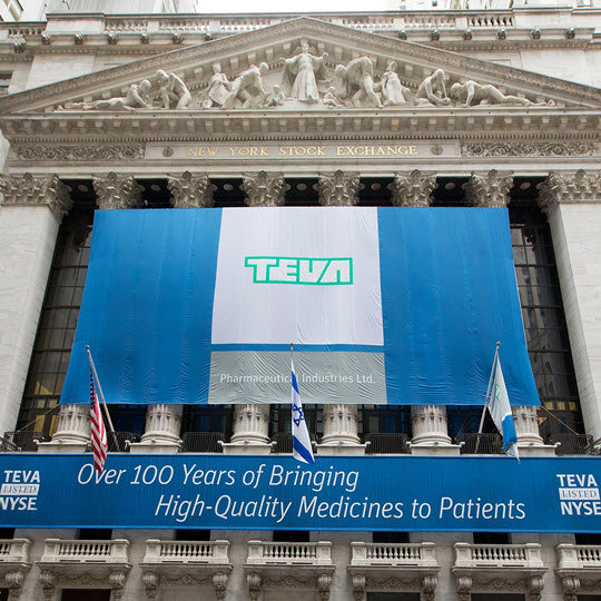 Teva begins trading on the NYSE (New York Stock Exchange)